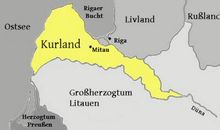 黄色部分为库尔兰地区